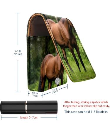 Travel Lipstick Organizer Case - Portable Makeup Bag with Mirror | Brown Horse Design - Ideal for International Shipping - Buy Online on GoSupps.com