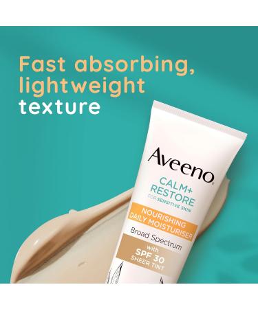 Aveeno Face CALM+RESTORE Nourishing Daily Moisturiser with SPF30 Broad Spectrum For Sensitive Skin With Soothing Oat & 100% Mineral UV Filters Fragrance Free 50ml - Buy Online on GoSupps.com