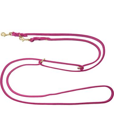 Dogeleine Adjustable Double Linen Leash for Small & Large Dogs - Premium Fat Leather & Brass 2.80m x 8mm Pink | International Shipping - Buy Online on GoSupps.com