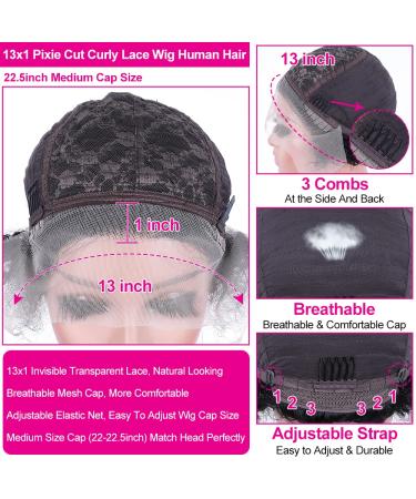 Short Curly Lace Front Pixie Cut Wig for Black Women - 150% Density Human Hair - HD Glueless Pre Plucked 13x1 Lace Front Wig - Natural Black - Buy Online on GoSupps.com