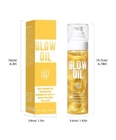Body Glow Oil Broad Spectrum SPF 50 Glitter Shimmer Sunscreen Body Oil Lotion with Sequin Mica Lightweight Non-Sticky Moisturizer with Coconut Skin Illuminator Glowing Results (03# Gold) - Buy Online on GoSupps.com
