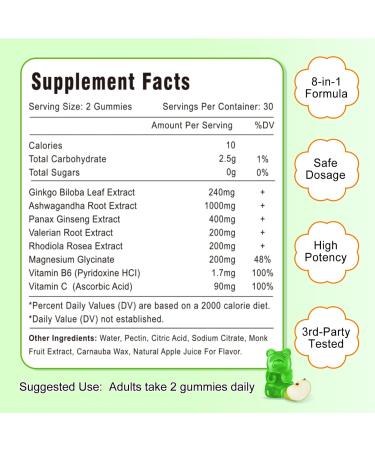 2 Packs 240mg Ginkgo Biloba Gummies Supports Healthy Brain Function Mood and Memory Support for Adults 120 Cts 60 Count (Pack of 2) - Buy Online on GoSupps.com