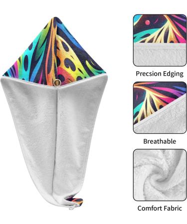 Rainbow Leopard Hair Towels - 2 Pack Super Absorbent Quick Dry Turbans for Women & Girls - Buy Online on GoSupps.com