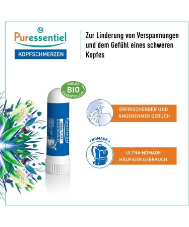 Migrapure Headache Inhalator - Natural Relief with Essential Oils | Organic Peppermint & Lavender | Purestiel | 1ml | For Ages 7+ - International Shipping - Buy Online on GoSupps.com
