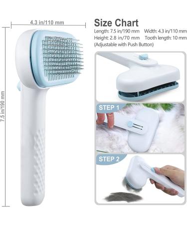 GOSCIEN Self Cleaning Pet Grooming Brush for Dogs & Cats | Removes Loose Fur, Tangles, & Dirt | Stable Thicker Bristles | Great for Medium Long Hair | Blue - Buy Online on GoSupps.com