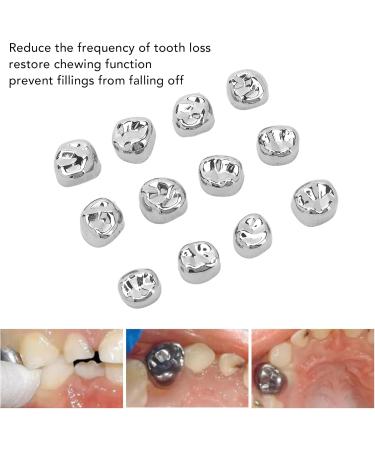 Buy 12 Pieces Molar Metal Crowns - Stainless Steel Temporary Crown Veneers for Anterior & Back Teeth Restoration - Buy Online on GoSupps.com