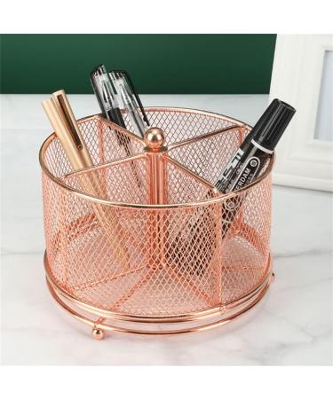 Rose Gold mesh Pen Holder Decorative Iron Stationery Rack Large Compartment 360-degree rotatable Office Home (Color : A Size : 4 Cells 17x13cm) (A 3 Cells 16x10.5cm) - Buy Online on GoSupps.com