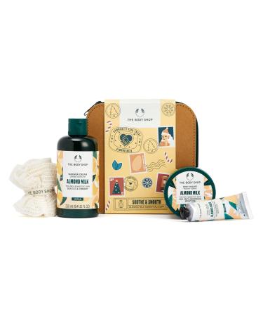 The Body Shop Soothe & Smooth Almond Milk Essentials Gift Set   Hydrating & Moisturizing Vegan Skincare Treats for Dry and Sensitive Skin   4 Items