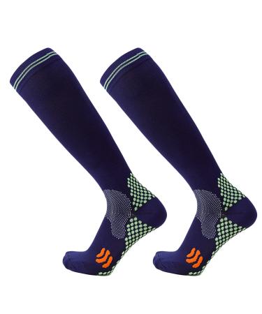 Luofang 1 pair of running compression socks for women and men 3D points padded blood circulation 23 32 mmHg breathable knee-high calf socks