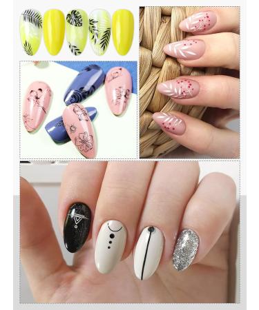 EBANKU 16 Pcs Black and White Nail Art Stickers - Retro Leaf and Flower Designs - Self-Adhesive Decals for Acrylic Nail DIY - Women and Girls - 16 Count - Buy Online on GoSupps.com