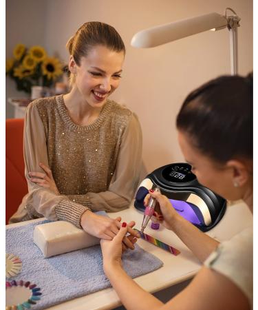 Buy Birshe Geln gel Lamp UV LED 168W - Professional Portable Nail Dryer with Timer & LCD Display | Luxury Black Gold for Gel Polish - Buy Online on GoSupps.com