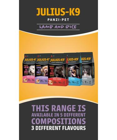 Julius-K9 - Lamb & Rice - Hypoallergenic Dog Food for Puppies and Young Dogs - Lamb and Rice Based Dog Food - 3kg - Buy Online on GoSupps.com