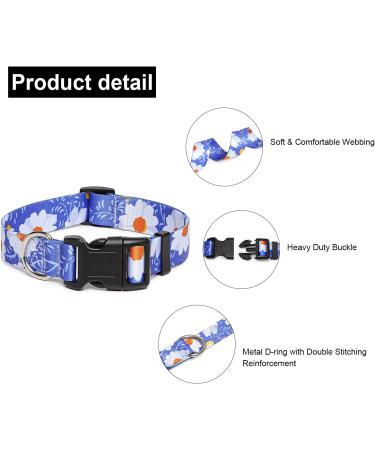 Suredoo Soft Nylon Dog Collar for All Sizes - Comfort Fit for Small Medium & Large Dogs - Daisy Design (M: 33-55 cm Neck) - Buy Online on GoSupps.com