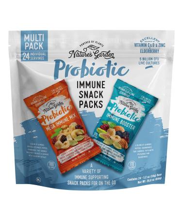 Nature's Garden Probiotic Immune Snack Packs - Mixed Nuts, Heart Healthy Nuts, Omega 3 Rich, Vitamin D, Cranberries, Tart Cherries, Immune Boost, Family Snacks – 1.2 Oz Bags (24 Individual Servings) Immune Snack Pack 1.2 O…