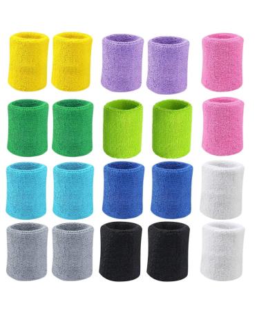 10 Pairs Sports Wristbands, Wrist Sweatbands for Men & Women, Stretchy & Sweat Absorbing Cotton Terry ,Perfect for Basketball, Football, Tennis, Soccer, Running & Working Out