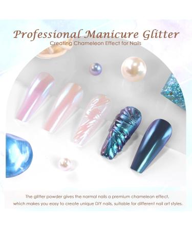 Laza Chameleon Pearl Chrome Nail Powder - Holographic Metallic Mirror Effect & Iridescent Aurora Nail Glitter for Nail Art & Resin Craft - Mermaid Legend - Buy Online on GoSupps.com