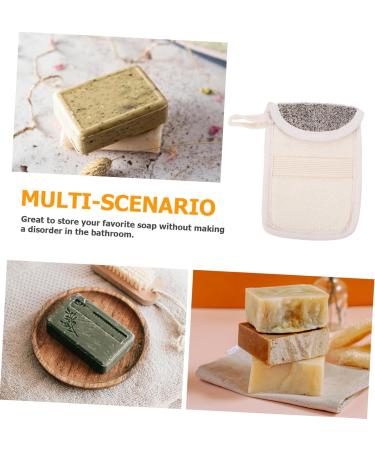 SOESFOUFU 3pcs Handmade Soap Storage Bag Sponges for Bathing Cleaning Sponges Drawstring Wash Bag Black Flax - Buy Online on GoSupps.com