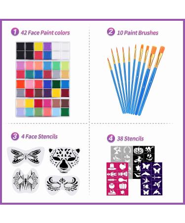 VESPRO Professional Face Body Paint Kit - 42 Colors Oil Paint Set with Brushes, Stencils - Perfect for Halloween Makeup - Kids and Adults - Buy Online on GoSupps.com