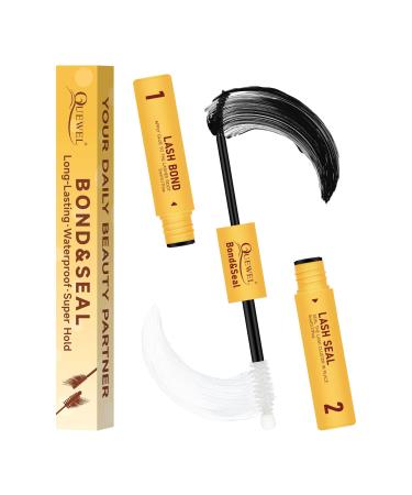 QUEWEL eyelash glue and sealing waterproof eyelash adhesive permanently and pushing for eyelash extensions at home improved brush head for easier use 1 piece (1 Pack) XPQ-5+5ml