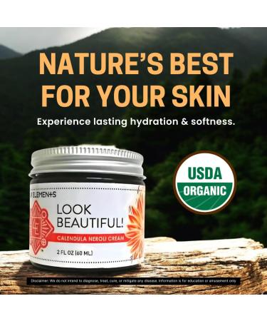 Four Elements 4E Calendula Neroli Cream 2 Oz | Organic Face Moisturizing Cream with Shea Butter & Essential Oils | Hydrating Skin care for Soft Smooth Skin | Self-Care Gifts for Women - Buy Online on GoSupps.com