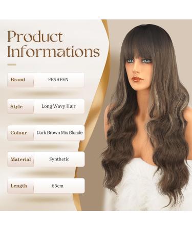 Buy Dark Brown Blonde Curly Pony Wig - 65cm Synthetic Wigs for Women | Party & Cosplay French Bangs - Buy Online on GoSupps.com