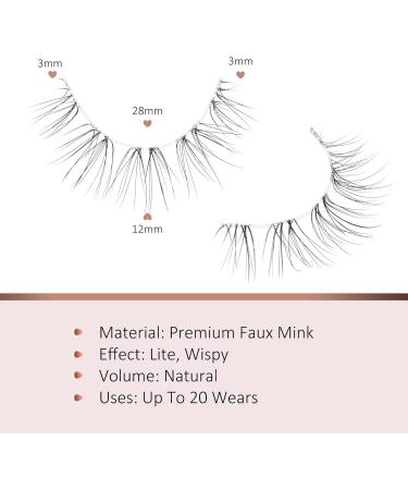 Onlyall Lashes Natural Look Wispy False Eyelashes Short Clear Band 7 Pairs - A23 Clean Look - Buy Online on GoSupps.com