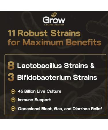 grow vitamin GrowBiotics Probiotics for Women & Men: Comprehensive Formula, 45 Billion CFU, 11 Strains, Dairy Free - w/Prebiotics and Probiotics - Promotes Immune & Gut Health - 30 Veggie Caps - Buy Online on GoSupps.com