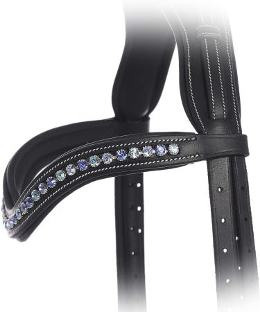ExionPro Curved Padded Bling Crystal Leather Browband for Horse Bridles - Sapphire, Violet, Light Sapphire Havana | Diamond Decorated English Dressage Browbands - Full Size - Buy Online on GoSupps.com