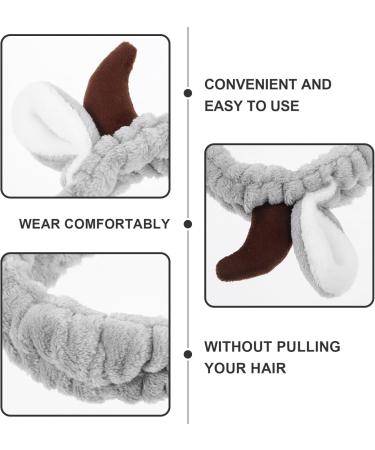 minkissy Animal Spa Headband Cow Skincare Hairband Cute Ox Horn Makeup Hair Band for Women Washing Face Grey - Buy Online on GoSupps.com