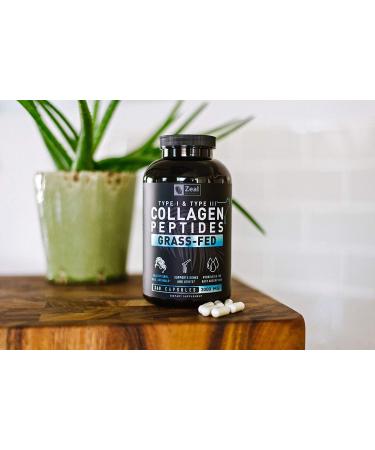 Zeal Naturals Collagen Peptides Collagen Pills (360 Capsules) Grass Fed Collagen Pepetide Powder - Hydrolyzed Collagen Powder for JointTendon SupplementHair Skin and Nails - - Buy Online on GoSupps.com