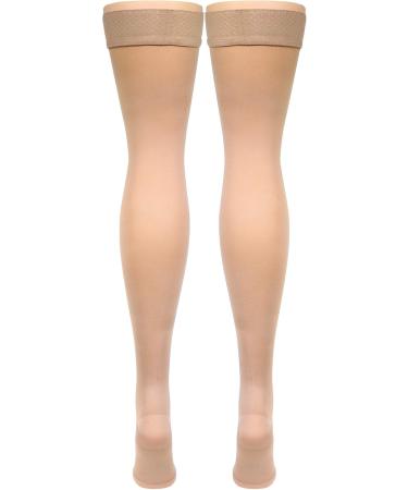 Truform Women's Compression Stockings 20-30 mmHg - Thigh High Open Toe Opaque Beige X-Large | Pack of 2 - Buy Online on GoSupps.com