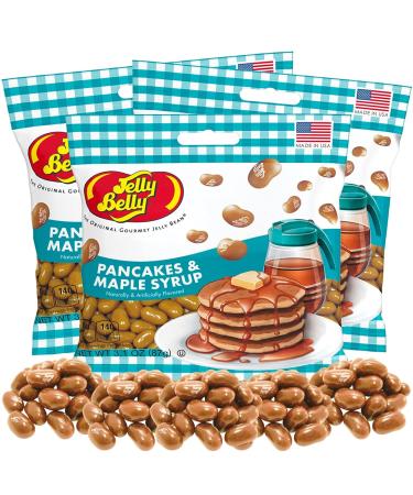 Jelly Belly Pancakes & Maple Syrup Gourmet Jelly Beans 3-Pack Bundle : Christmas & Holidays Candy Vegan Candy Dairy Free Snacks Kosher Candy Gluten Free Bulk Candy Stocking Stuffers for Teens