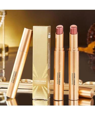 Cream Eyeshadow Stick Shimmer Eyeshadow Stick | Gradient 3-Color Eyeshadow Shimmer Waterproof Honeshadow for - glitter eyeshadow stick for - Buy Online on GoSupps.com