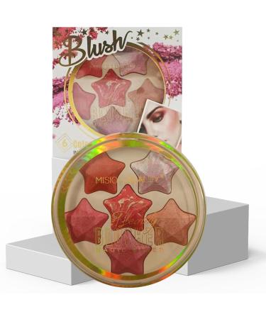 Shimmer Highlighter Blush - Long Lasting Shimmer Face Palette 6 Colors Makeup Tools For Traveling School Company Dating Home And Bar Pochy 01 - Buy Online on GoSupps.com