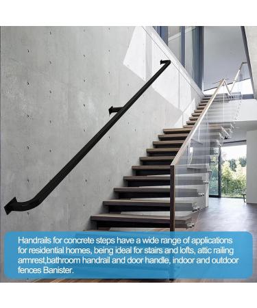 Stair Handrail for Walls Indoor Outdoor Staircase Banister Railing Support Rod with Wrought Iron Brackets and Metal Screws Black Square Tube Safety Hand Rail (Size : 1ft/30cm) 4.6ft/140cm - Buy Online on GoSupps.com