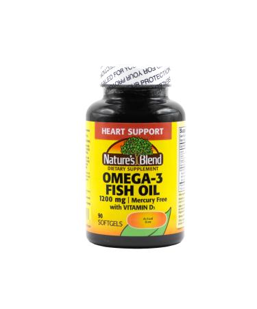 Nature's Blend Omega-3 Fish Oil 1200 mg and Vitamin D3 1000 IU 90 Softgels