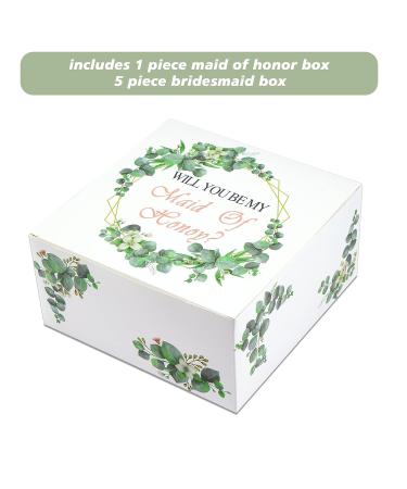 24pcs Greenery Eucalyptus Bridesmaids Proposal Gift Set - Bridesmaid Boxes, Love Knot Bracelets, Cards, and Satin Scrunchies - Buy Online on GoSupps.com