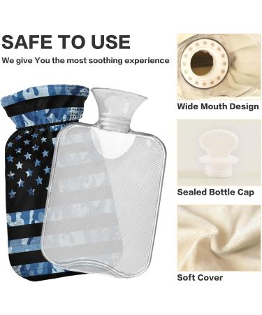 Naanle Vintage Camouflage American Flag Hot Water Bottle - 1L Transparent Heating Pad for Bed Hand & Feet Warmer | Pain Relief & Cold Therapy - Buy Online on GoSupps.com