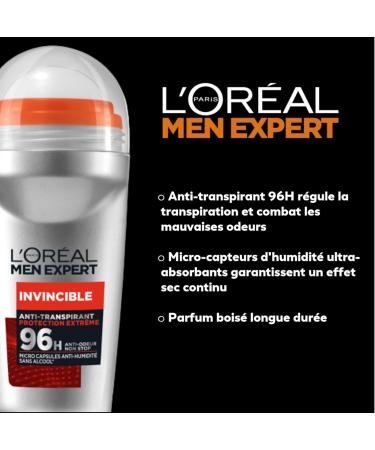 L'Or al Men Expert Invincible 96H Roll-on Deodorant 50ml - Buy Online on GoSupps.com