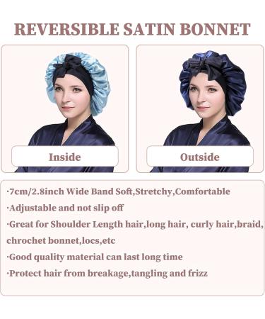 Welrog Satin Hair Hood for Women - Double-Sided Silk Bonnet | Hair Protection & Sleep Hood in Blue/Royal Blue - Buy Online on GoSupps.com