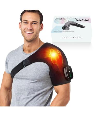 RelieflyLab 3 in 1 Shoulder Device Heated Shoulder Strap Massager with Vibration Relieve Chronic Shoulder Pain for Men and Women (Grey)