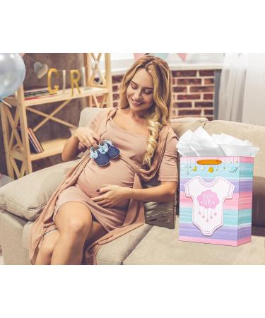 WhatSign Baby Shower Bags for Girls 13" Large Baby Girl Gift Bags with Tissue Paper New Baby Girls Paper Gifts Bags with Handles Baby Shower Party Favors for Guests Newborn Baby Girls Birthday Party Supplies - Buy Online on GoSupps.com