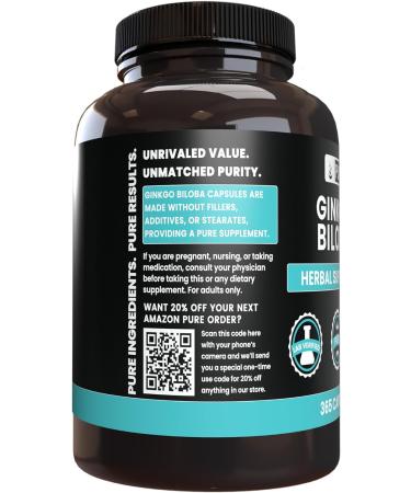 PURE ORIGINAL INGREDIENTS Ginkgo Biloba (365 Capsules) No Magnesium Or Rice Fillers Always Pure Lab Verified 365 Count (Pack of 1) - Buy Online on GoSupps.com