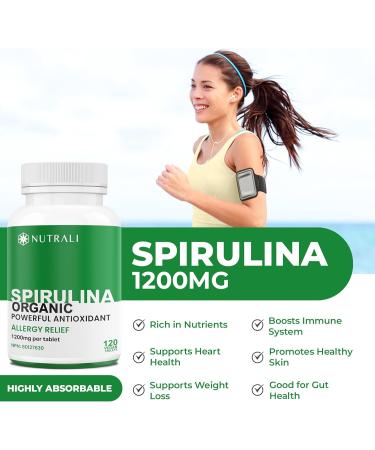 NEW 1200mg MAXIMUM POTENCY Organic Spirulina powder per tablet Powerful Antioxidant Allergy Relief Improved Energy and Vitality Blue-Green Algae Superfoods. High in Iron Non-GMO Gluten Free. 120 Vegan Tablets. 120 count (Pack of 1) - Buy Online on GoSupps.com