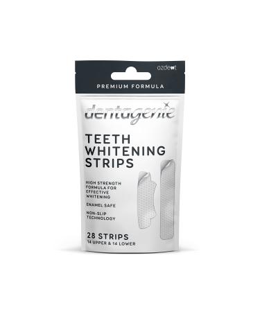 DENTAGENIE Teeth Whitening Strips | Only 30 Minutes a Day for Tooth Whitening Perfection | Strong 6% Hydrogen Peroxide Gel for Whiter Teeth | 28 Moldable Upper and Lower No Slip White Strips