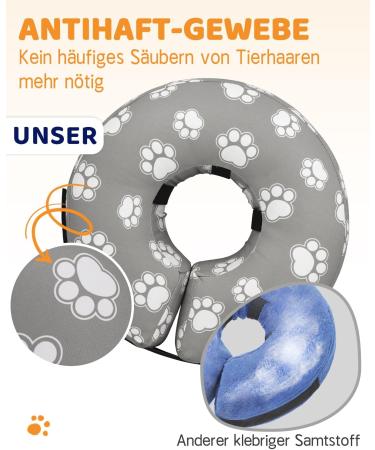 Supet Rewrise Dog Inflatable Recovery Collar | Adjustable Comfortable Protective Neck Collar for Dogs & Cats | Post-Surgery Support (Gray Paw Size L) - Buy Online on GoSupps.com