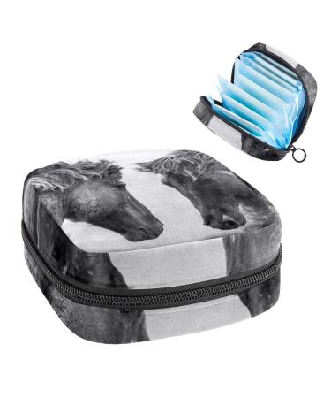 GIAPB Period Bag Sanitary Napkin Storage Bag Period Pouch Travel Makeup Bag Animal Horse Vintage Color853