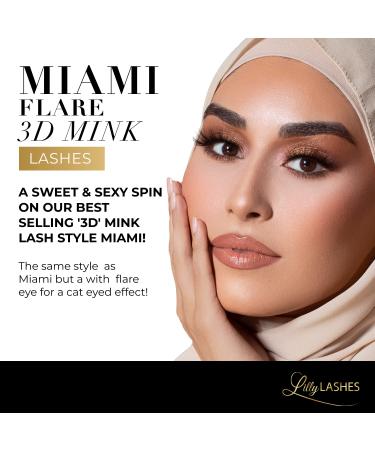 Lilly Lashes Miami Flare 3D Mink Lashes - Natural Wispy Look, Reusable Up to 25 Wears - Volume and Fluffy False Eyelashes - Buy Online on GoSupps.com