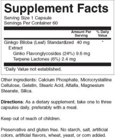 Ginkgo Biloba 40 mg 60 Caps by Nature's Blend - Buy Online on GoSupps.com