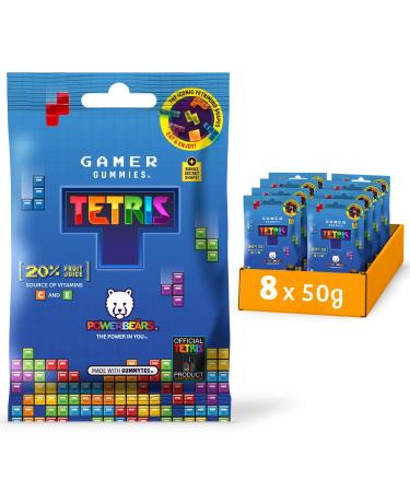 We are natural powerful gamer rubber-8x50g gummy bears in tetris shapes-gummy bears with 20% fruit juice and vitamins 8 fruity flavors tetris (8-fruit taste) 50 g (8 Pack)